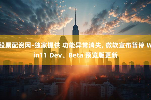 股票配资网-独家提供 功能异常消失, 微软宣布暂停 Win11 Dev、Beta 预览版更新